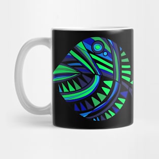 Mazipoodles New Fish Head Leaf Black Indigo Blue Green Mug